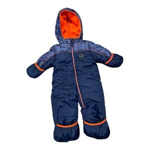 Baby Xtreme Navy and Plaid Snowsuit Zip Up 12M